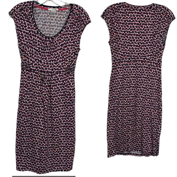 Boden WH761 Pink & Blue Weekend Jersey Midi Dress Pockets Cotton Modal Comfy - Picture 10 of 10